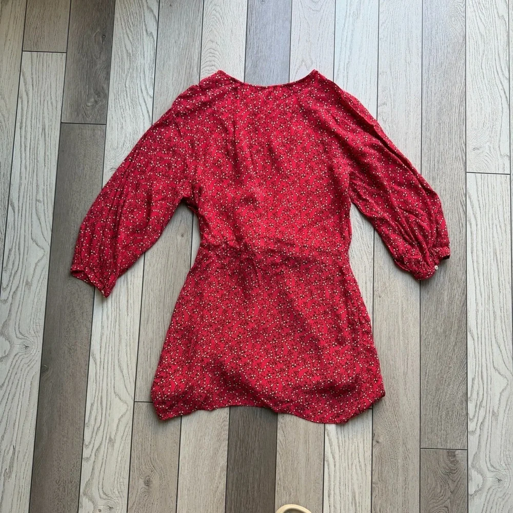 Free People Clara Floral Wrap red Dress - Women size M